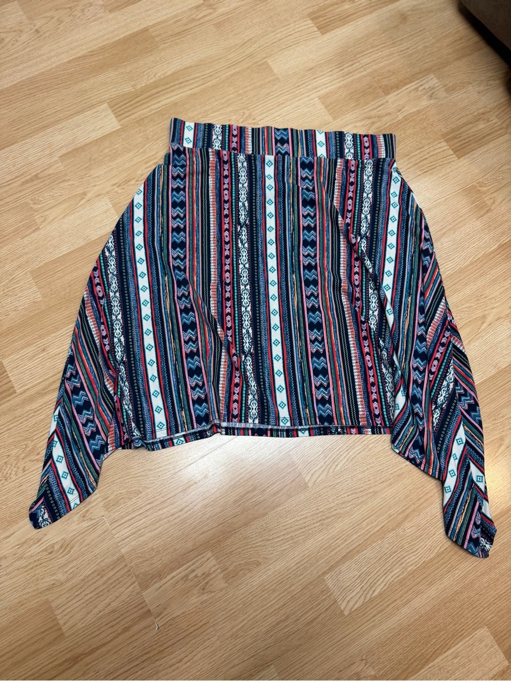 Maurices Women’s XL Multicolor Southwestern Striped Boho Handkerchief Hem Skirt